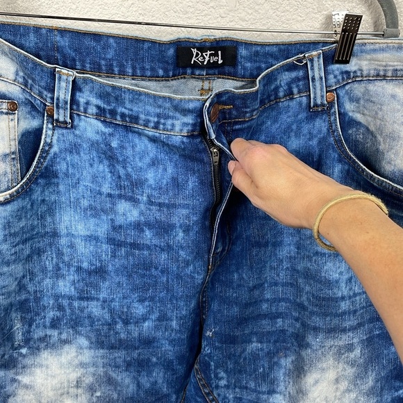 Refuel Denim Faded Acid Wash Jeans Blue Sz 46x32 - Picture 2 of 10